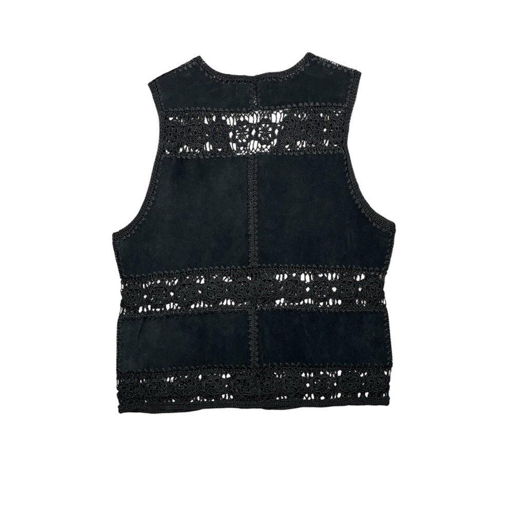 Fred Thomas Black Suede & Crochet Vest Women’s Size Small - Picture 2 of 11